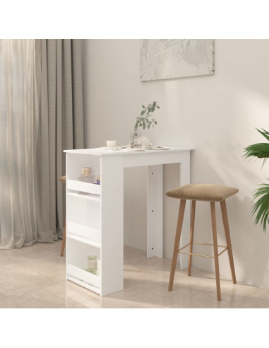 Tavolino da Bar con Mensole Bianco 102x50x103,5 cm Truciolato