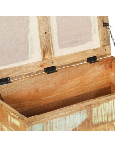 Cassapanca in Legno Massello di Recupero 80x40x40 cm 2