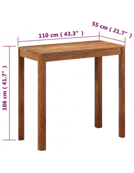 Tavolo da Bar in Legno Acacia con Finitura Miele 110x55x106 cm
