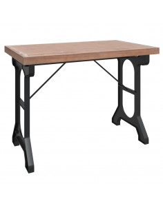 Tavolo da Pranzo 110x65x82cm in Legno Massello di Abete e Ferro 2