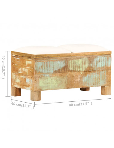 Cassapanca in Legno Massello di Recupero 80x40x40 cm