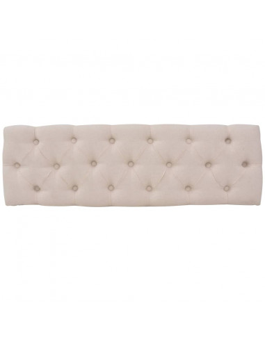 Panca in Legno Massello e Lino 110x38x48 cm Bianco Crema