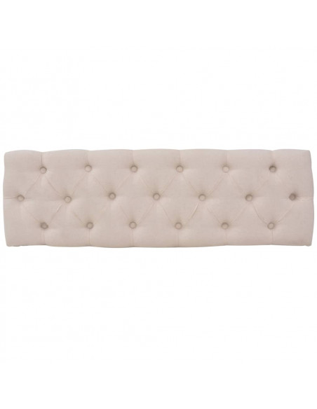 Panca in Legno Massello e Lino 110x38x48 cm Bianco Crema