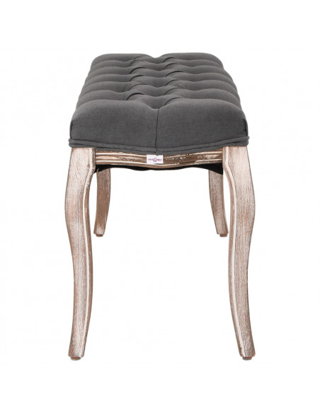 Panca in Lino e Legno Massello 110x38x48 cm Grigio Scuro