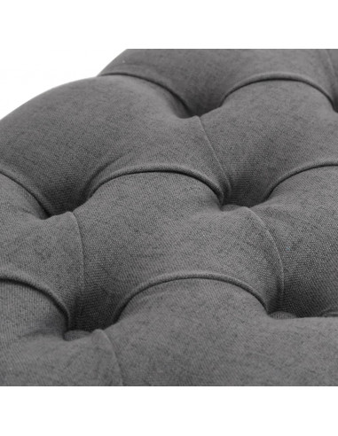 Panca in Lino e Legno Massello 110x38x48 cm Grigio Scuro