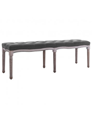 Panca in Lino e Legno Massello 150x40x48 cm Grigio Scuro
