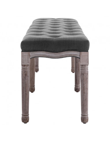 Panca in Lino e Legno Massello 150x40x48 cm Grigio Scuro