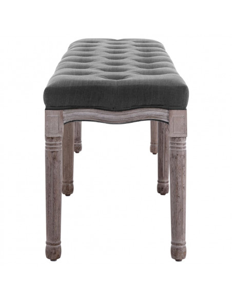 Panca in Lino e Legno Massello 150x40x48 cm Grigio Scuro