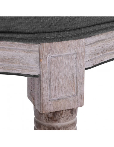 Panca in Lino e Legno Massello 150x40x48 cm Grigio Scuro