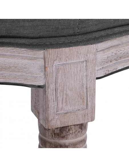 Panca in Lino e Legno Massello 150x40x48 cm Grigio Scuro