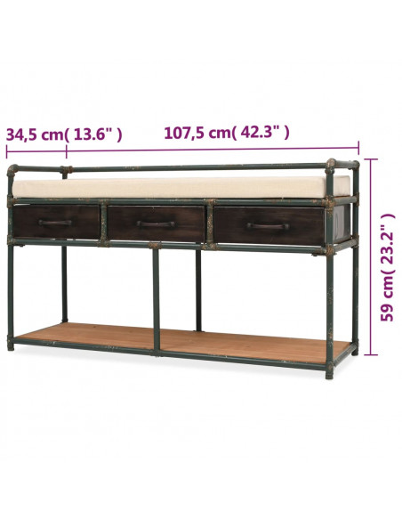 Cassapanca con Cuscino 107,5x34,5x59 cm