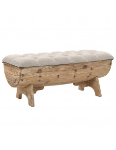 Cassapanca in Legno Massello e Tessuto 103x51x44 cm 2