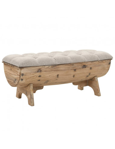 Cassapanca in Legno Massello e Tessuto 103x51x44 cm