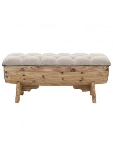 Cassapanca in Legno Massello e Tessuto 103x51x44 cm