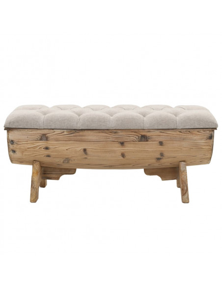 Cassapanca in Legno Massello e Tessuto 103x51x44 cm