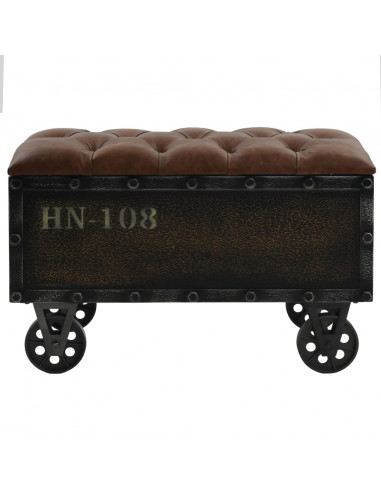 Cassapanca in Legno Massello di Abete e Similpelle 80,5x41x50cm