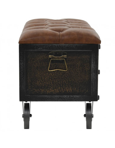 Cassapanca in Legno Massello di Abete e Similpelle 80,5x41x50cm