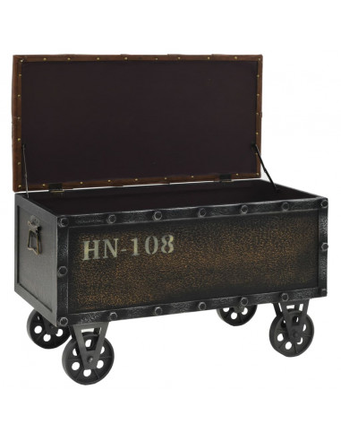 Cassapanca in Legno Massello di Abete e Similpelle 80,5x41x50cm