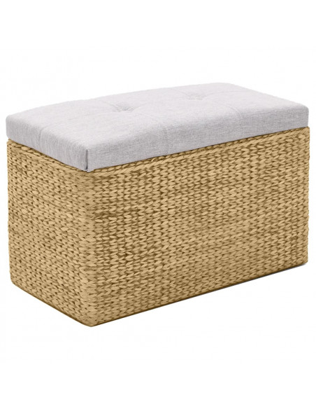 Panca e 2 Pouf in Giunco Grigio