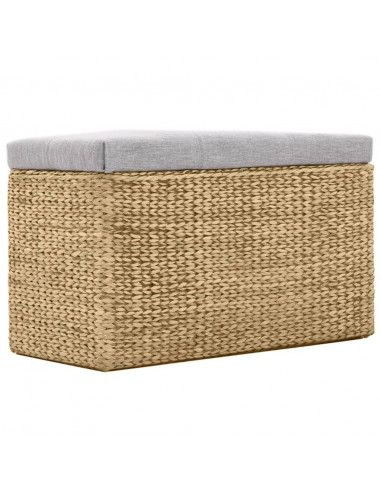 Panca e 2 Pouf in Giunco Grigio