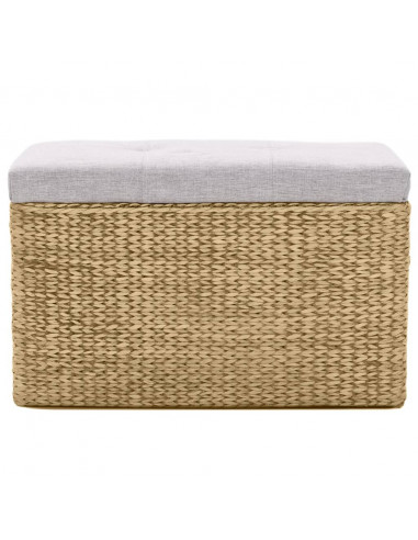 Panca e 2 Pouf in Giunco Grigio