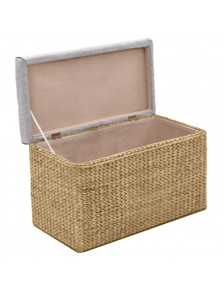 Panca e 2 Pouf in Giunco Grigio