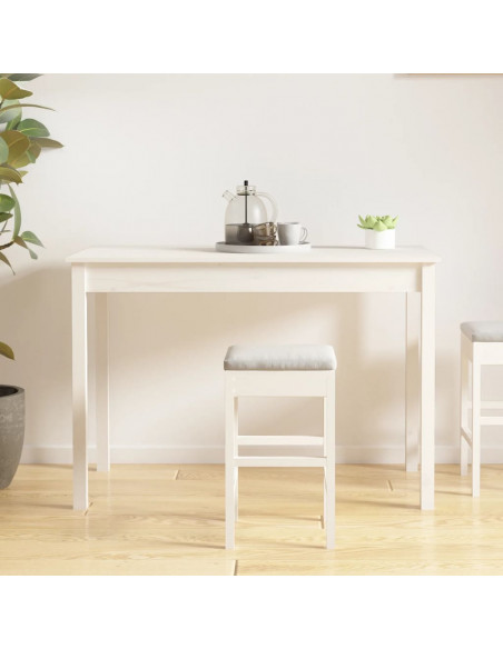 Tavolo da Pranzo Bianco 110x55x75 cm in Legno Massello di Pino
