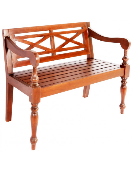 Panchina Batavia 98 cm Legno Massello di Mogano Marrone Scuro