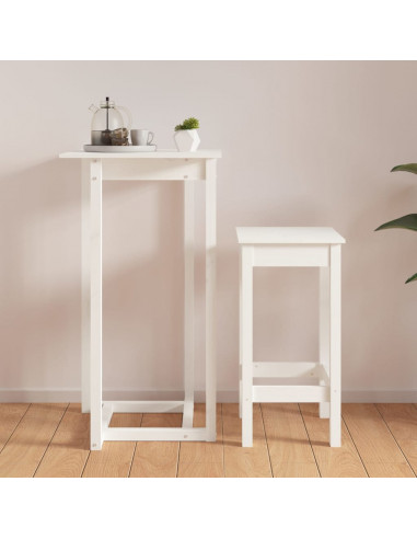 Tavolo da Bar Bianco 60x60x110 cm in Legno Massello di Pino