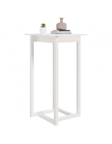 Tavolo da Bar Bianco 60x60x110 cm in Legno Massello di Pino
