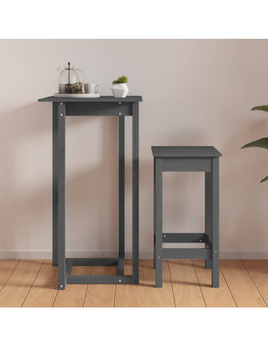 Tavolo da Bar Grigio 60x60x110 cm in Legno Massello di Pino