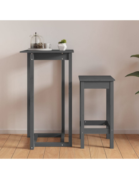 Tavolo da Bar Grigio 60x60x110 cm in Legno Massello di Pino