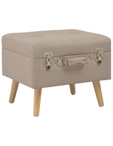 Sgabello con Contenitore 40 cm in Tessuto Beige