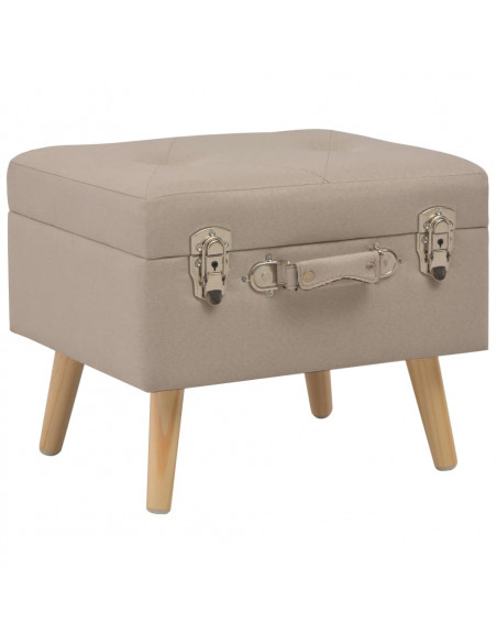 Sgabello con Contenitore 40 cm in Tessuto Beige