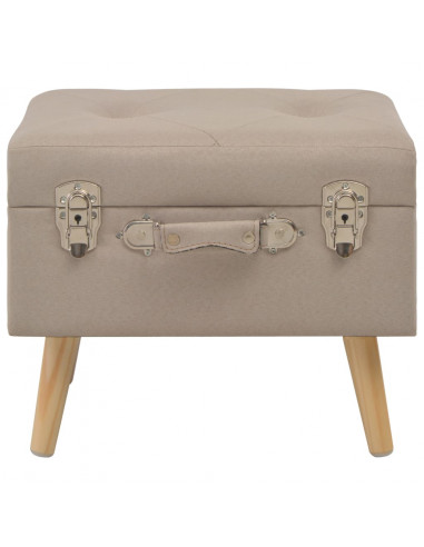 Sgabello con Contenitore 40 cm in Tessuto Beige