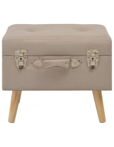 Sgabello con Contenitore 40 cm in Tessuto Beige