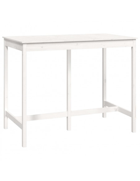 Tavolo da Bar Bianco 140x80x110 cm in Legno Massello di Pino