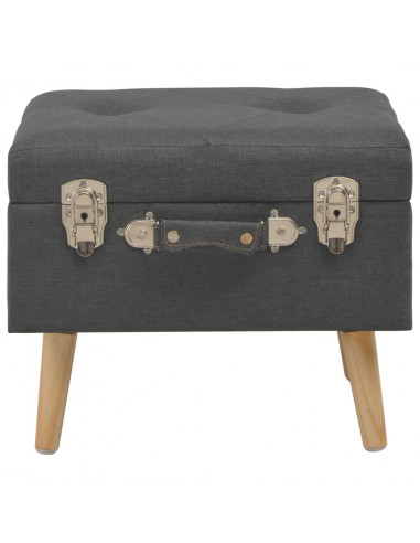 Sgabello con Contenitore 40 cm in Tessuto Grigio Scuro