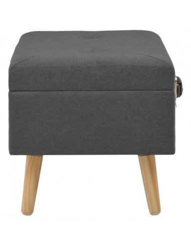 Sgabello con Contenitore 40 cm in Tessuto Grigio Scuro