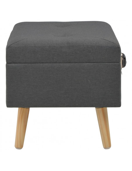 Sgabello con Contenitore 40 cm in Tessuto Grigio Scuro