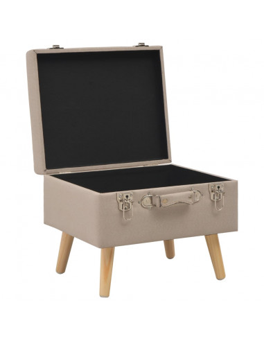 Sgabelli con Contenitore 3 pz in Tessuto Beige