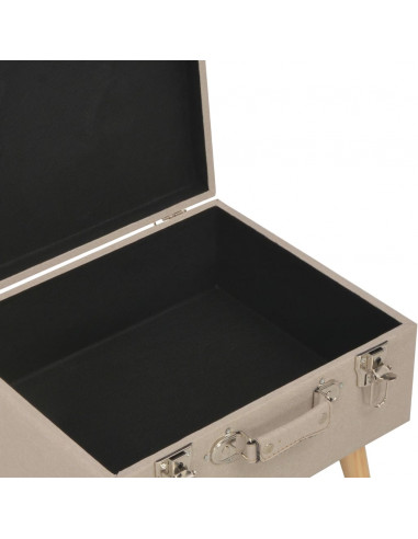 Sgabelli con Contenitore 3 pz in Tessuto Beige