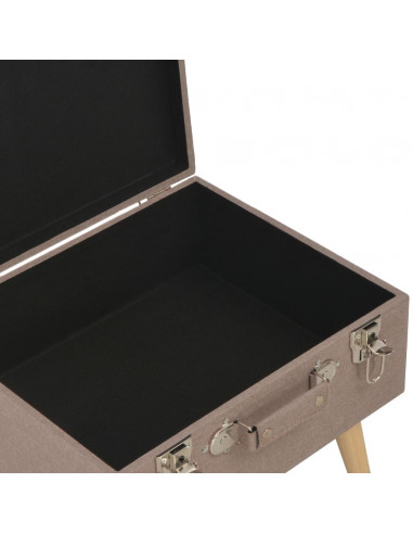 Sgabelli con Contenitore 3 pz in Tessuto Marrone