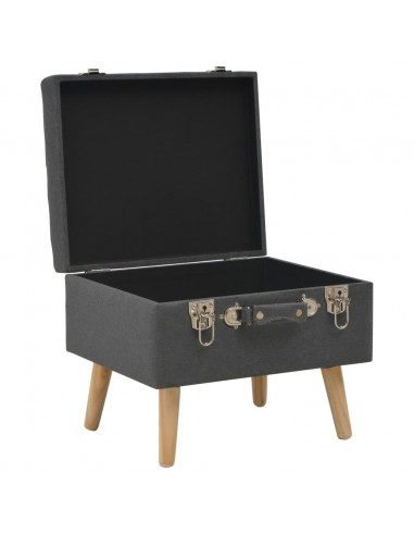 Sgabelli con Contenitore 3 pz in Tessuto Grigio Scuro