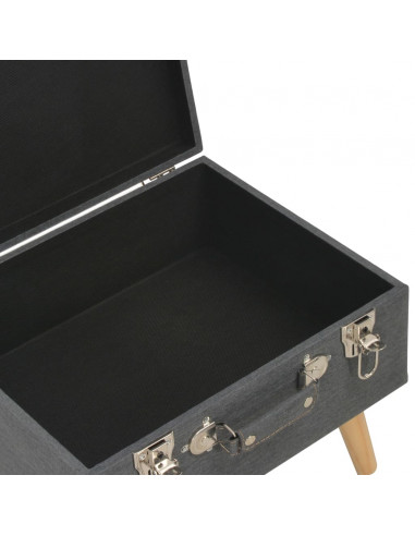 Sgabelli con Contenitore 3 pz in Tessuto Grigio Scuro