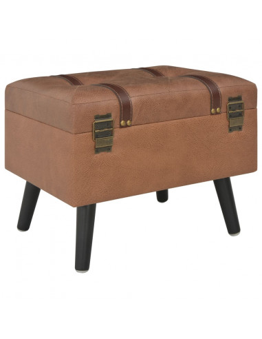 Sgabello con Contenitore 40 cm in Similpelle Marrone