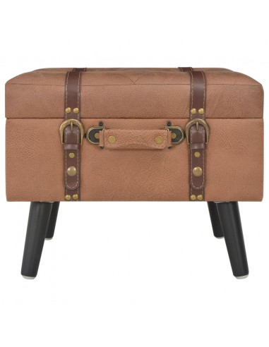 Sgabello con Contenitore 40 cm in Similpelle Marrone