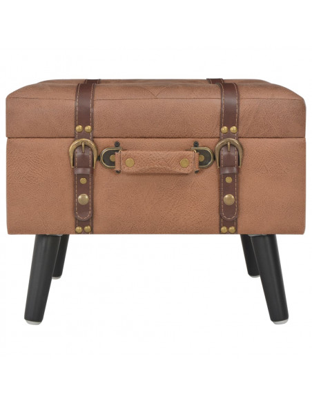 Sgabello con Contenitore 40 cm in Similpelle Marrone