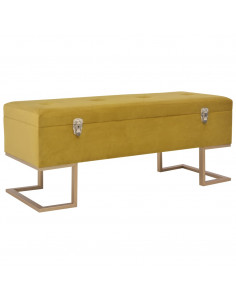 Panca con Vano Portaoggetti 105 cm Senape in Velluto 2