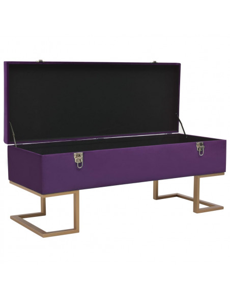 Panca con Vano Portaoggetti 105 cm Viola in Velluto